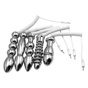 Bi-polar Electro Shock Vaginal Tight Huge Butt Plug Metal Anal Beads Prostate Electrical Stimulation G Spot Medical Sex Toy - 2