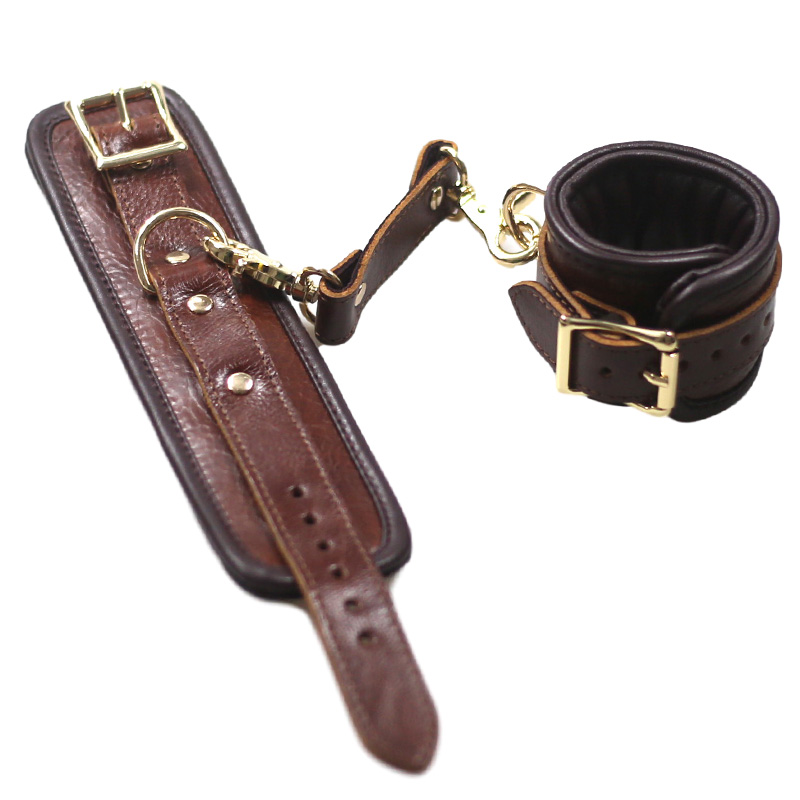 Luxurious Genuine Leather Bdsm Bondage Restraints Erotic Fetish Handcuffs Adult Game Sex Toy For Men Women - 5