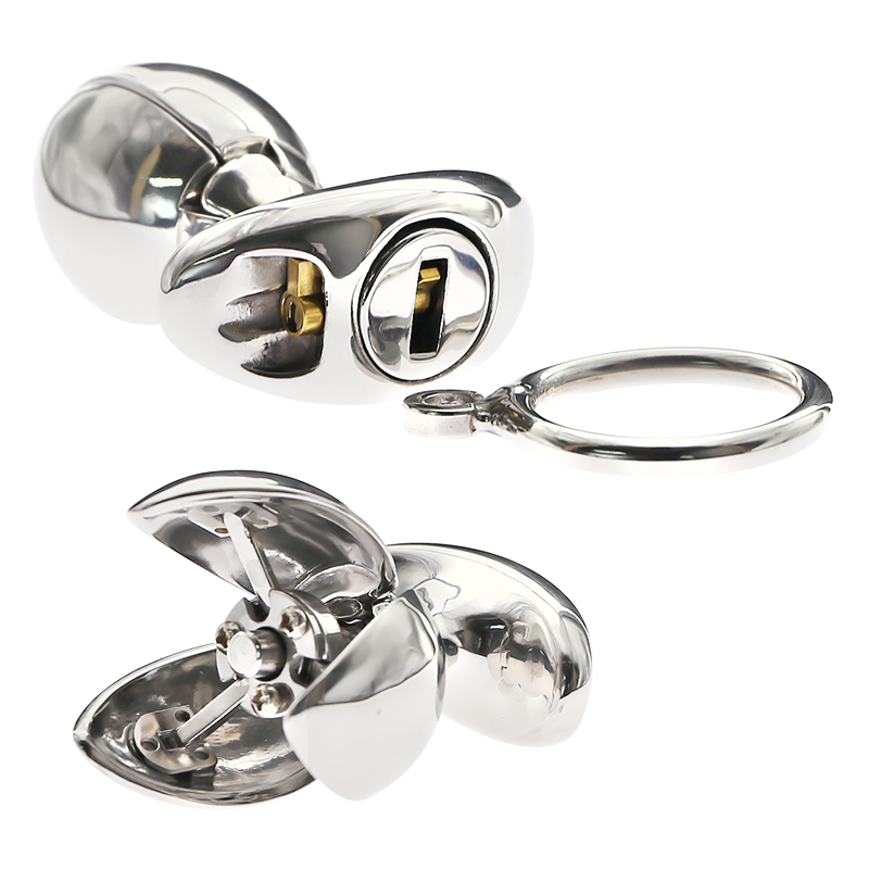 Quality Metal Petal Anal Beads Wearable Butt Plug With Chastity Lock Adult Bdsm Toys For Gay Men - 3