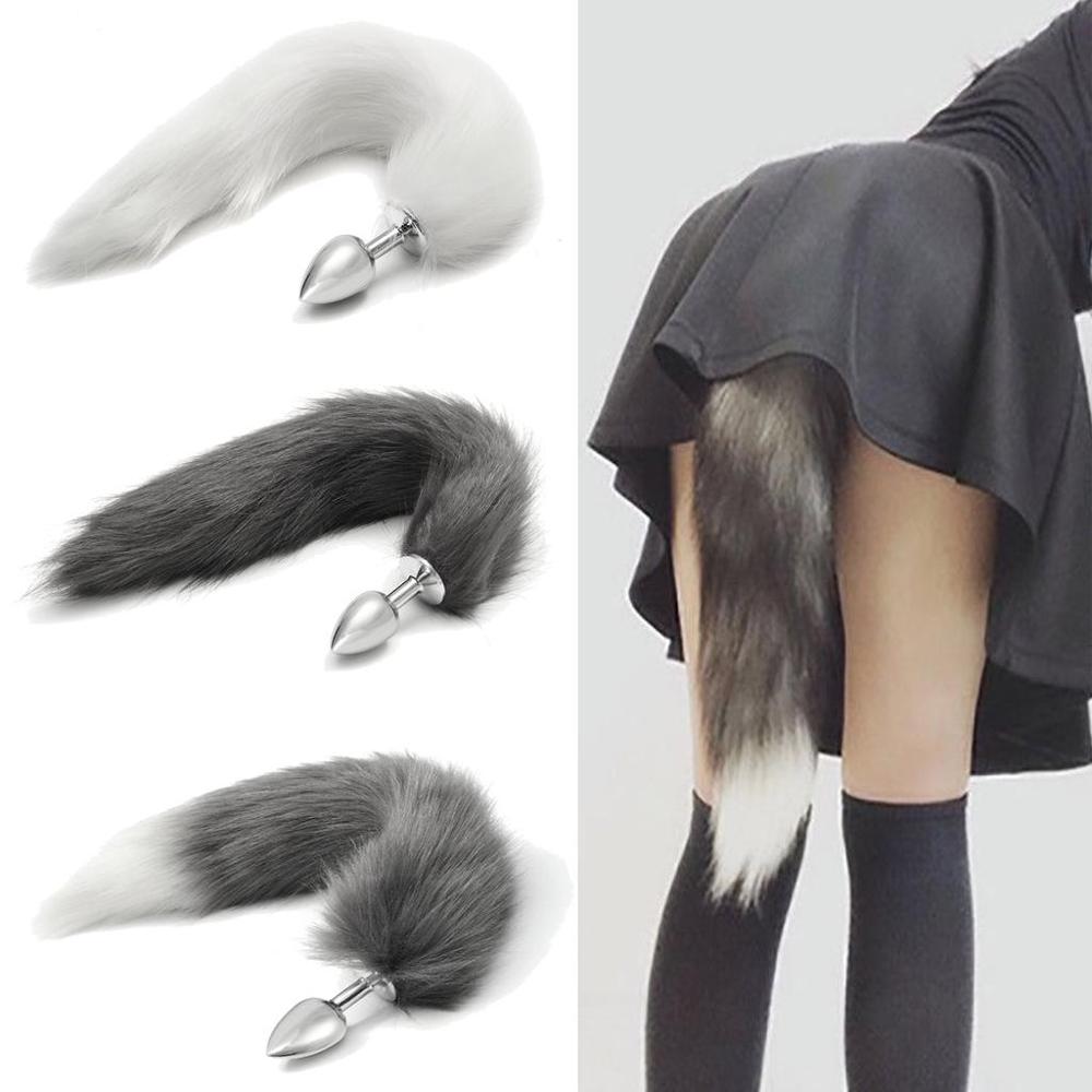 Adult Erotic Cosplay Fox Tail Metal Butt Plug Soft Wild Anal Sex Toy For Flirting - 1