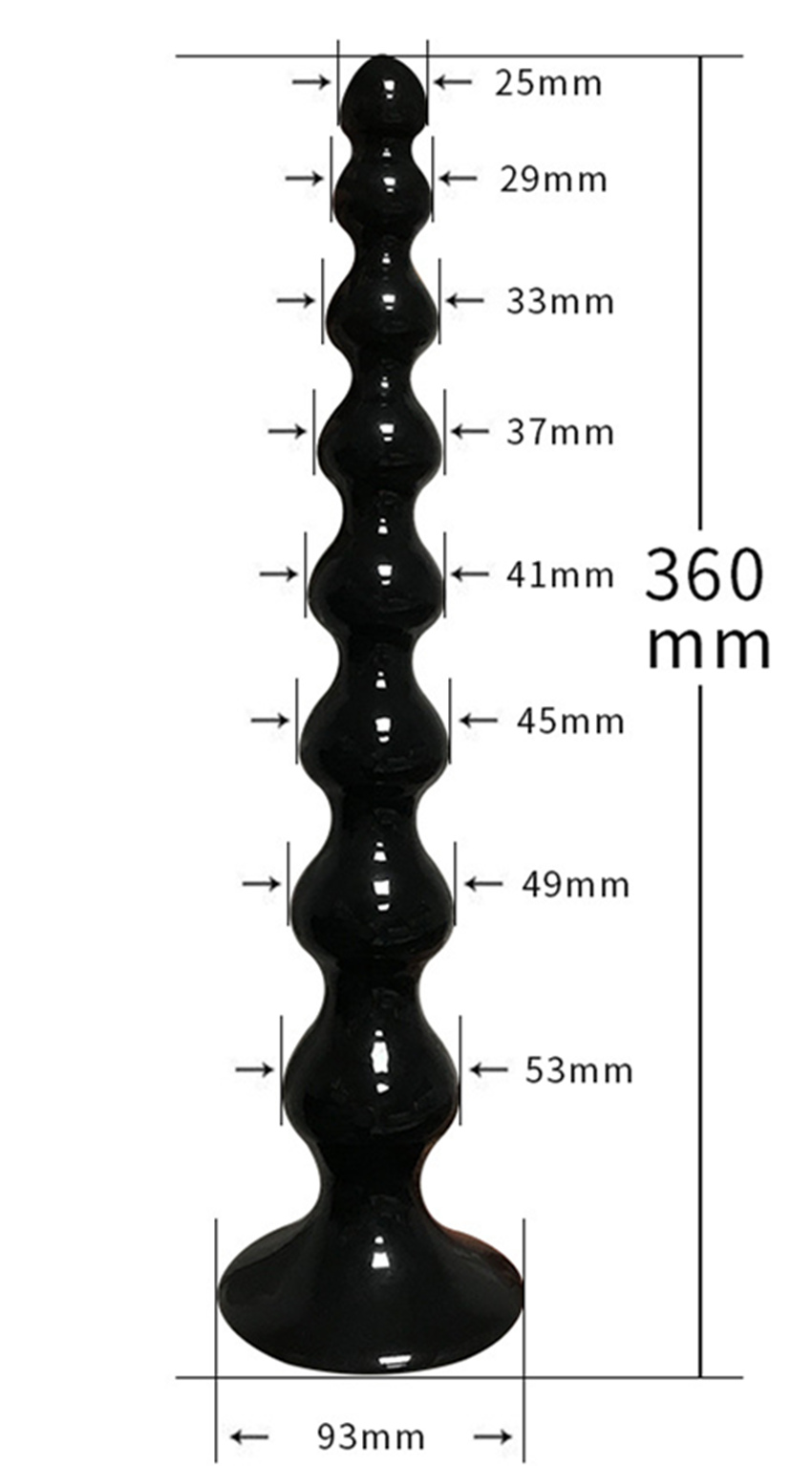 Super Long 360mm Black Anal Beads Prostate Massage Dildo Mens Butt Plug Advanced Sex Toy - 2