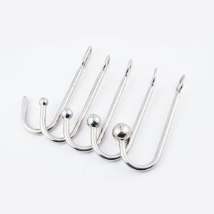 304 Stainless Steel Round Head Anal Hook With Ball Hole Metal Butt Plug Prostate Massager Restraint Toy Male - 2