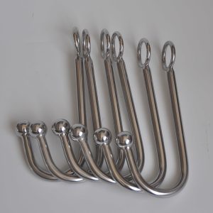 304 Stainless Steel Round Head Anal Hook With Ball Hole Metal Butt Plug Prostate Massager Restraint Toy Male