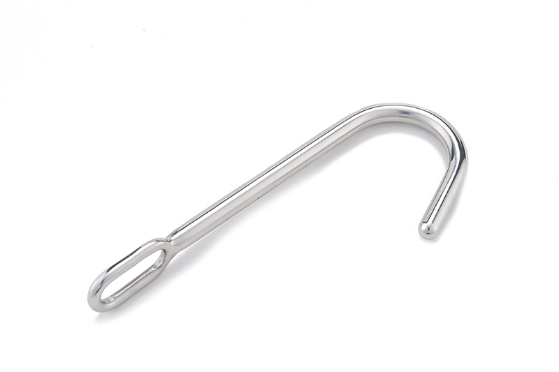304 Stainless Steel Prostate Massager Round Head Anal Hook Metal Butt Plug With Ball Hole Male Restraint Toy - 10