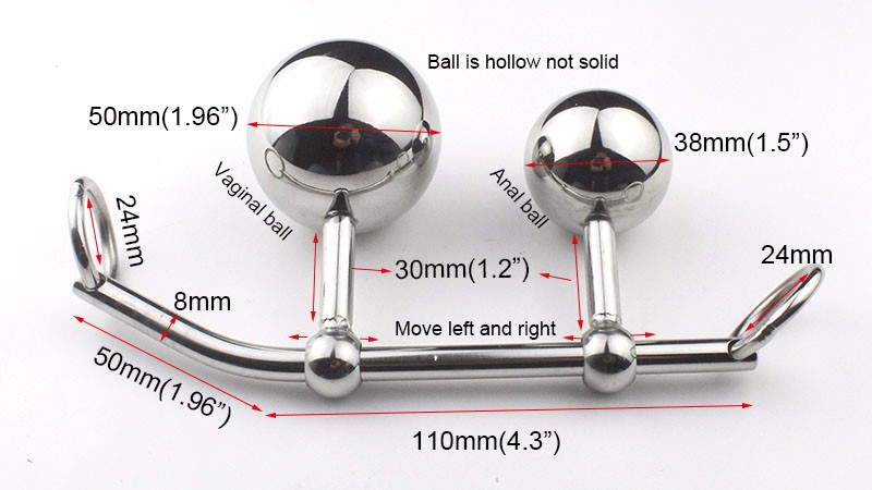 Double Ball Steel Chastity Belt Vaginalanal Plug With Locking Hooks Rope Hook Sex Toy For Women - 5