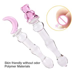 Phallus Vaginal Stimulation Pyrex Glass Dildo Butt Plug With Vibrator Anal Heart Crystal For Women Gay Sex Toy - 2
