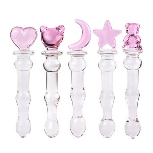 Phallus Vaginal Stimulation Pyrex Glass Dildo Butt Plug With Vibrator Anal Heart Crystal For Women Gay Sex Toy