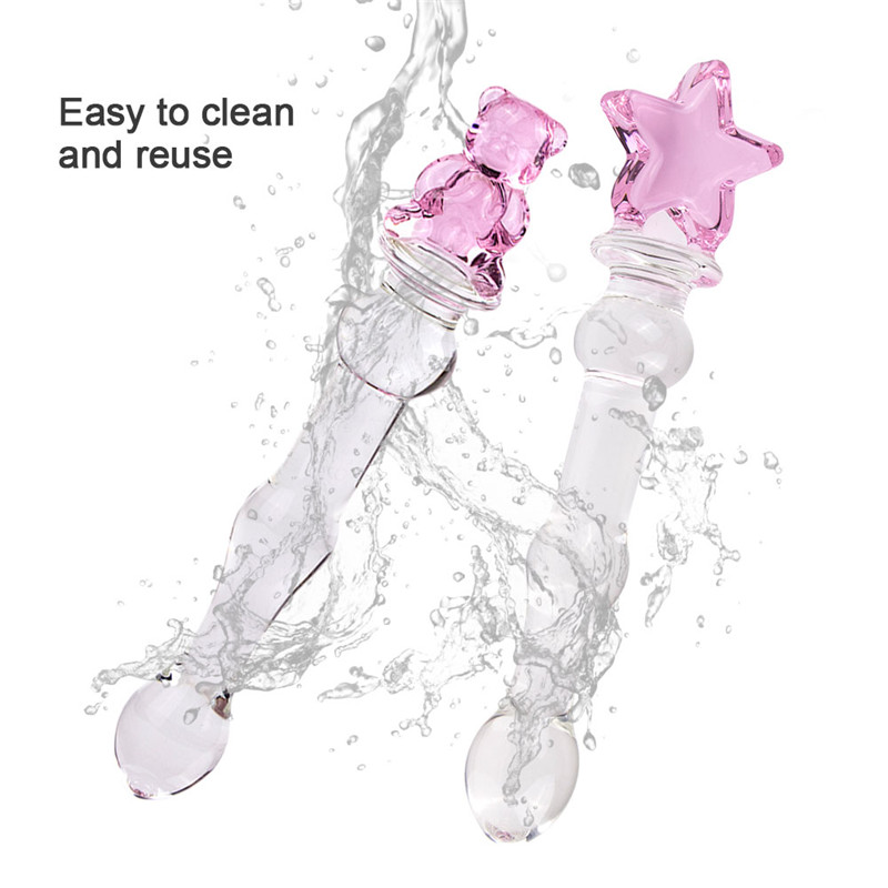 Pyrex Glass Dildo Vibrator Anal Plug Vaginal Stimulator With Crystal Heart Design For Women And Gay Sex Toy - 3