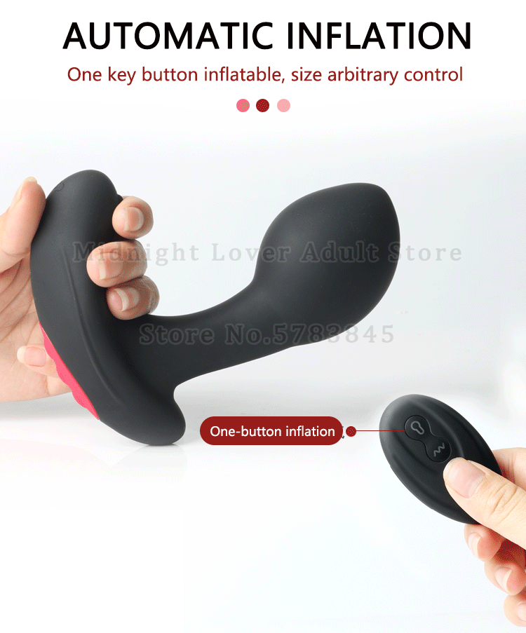Inflatable Anal Plug With Prostate Massager Vibrator Expansion Pump Unisex Butt Toy - 2