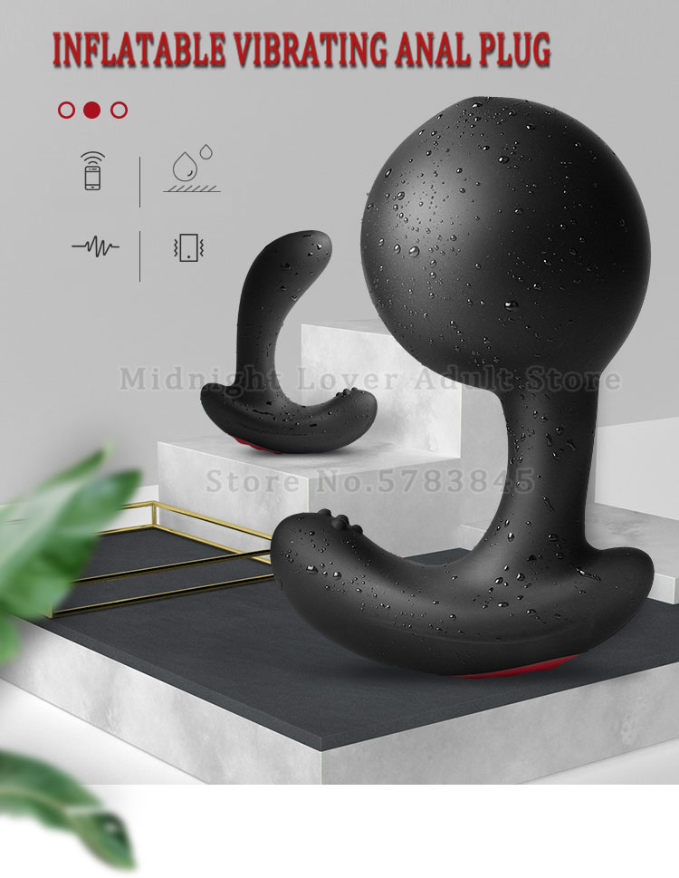 Inflatable Anal Plug With Prostate Massager Vibrator Expansion Pump Unisex Butt Toy - 1