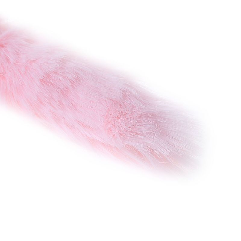 35cm Romantic Adult Pleasure Toy Pink Fox Tail Metal Butt Plug Anal Intimacy Enhancer - 2