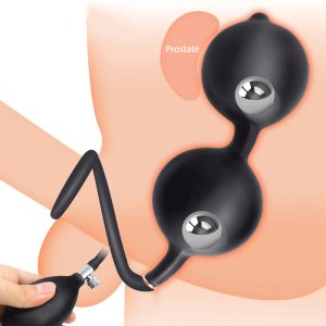 Inflatable Anal Beads With Rings Metal Ball Butt Plug Large Dildo Pump Prostate Massager Adult Sex Toys For Women Men