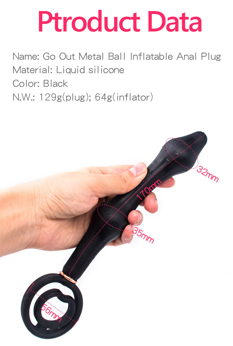 Large Inflatable Anal Beads With Metal Ball Prostate Massager Dildo Pump Unisex Adult Sexual Wellness Toy - 11