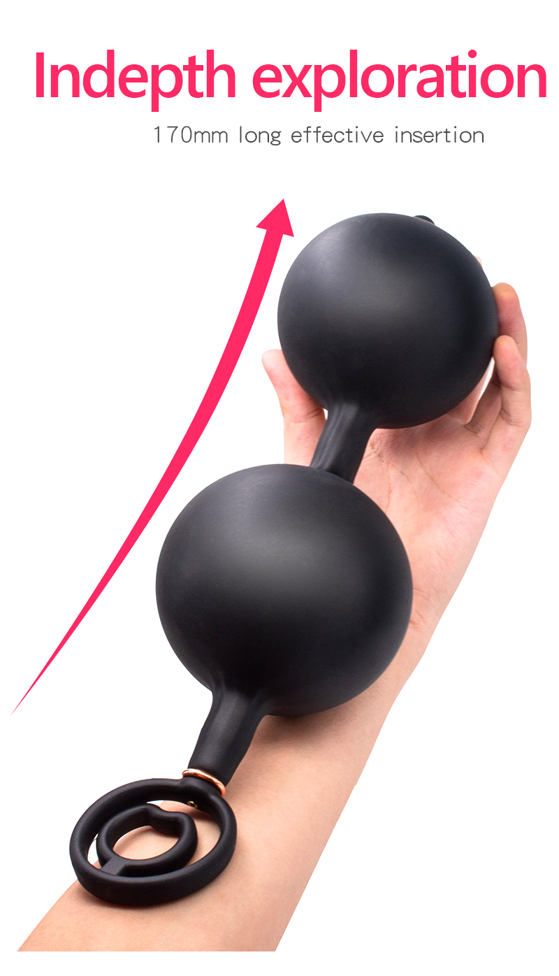 Large Inflatable Anal Beads With Metal Ball Prostate Massager Dildo Pump Unisex Adult Sexual Wellness Toy - 9