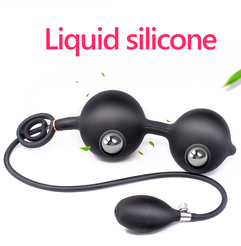 Large Inflatable Anal Beads With Metal Ball Prostate Massager Dildo Pump Unisex Adult Sexual Wellness Toy - 8
