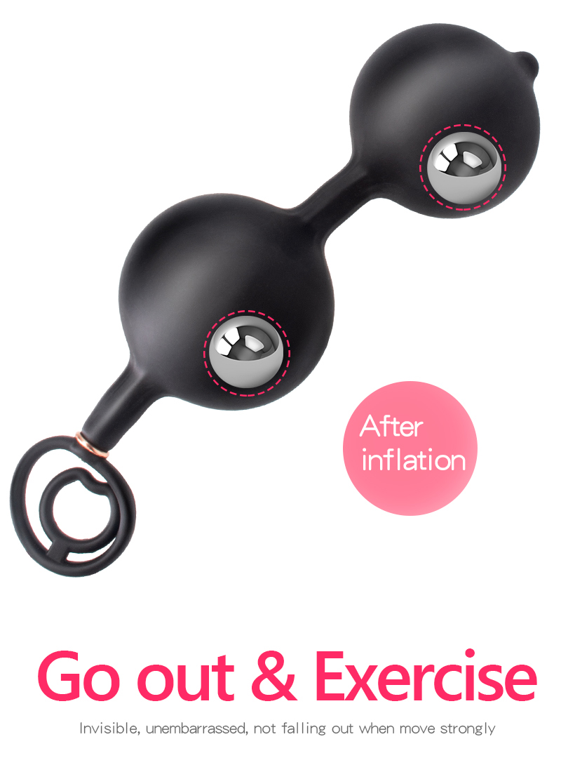 Large Inflatable Anal Beads With Metal Ball Prostate Massager Dildo Pump Unisex Adult Sexual Wellness Toy - 2