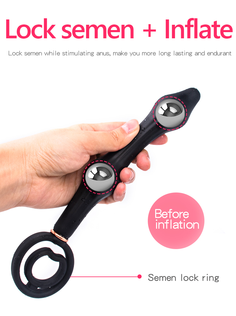 Large Inflatable Anal Beads With Metal Ball Prostate Massager Dildo Pump Unisex Adult Sexual Wellness Toy - 1