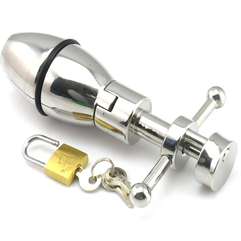 Large Metal Prostate Massager Anal Dildo Unisex Bdsm Chastity Lock Butt Plug Sex Toy For Gay Men Women - 7