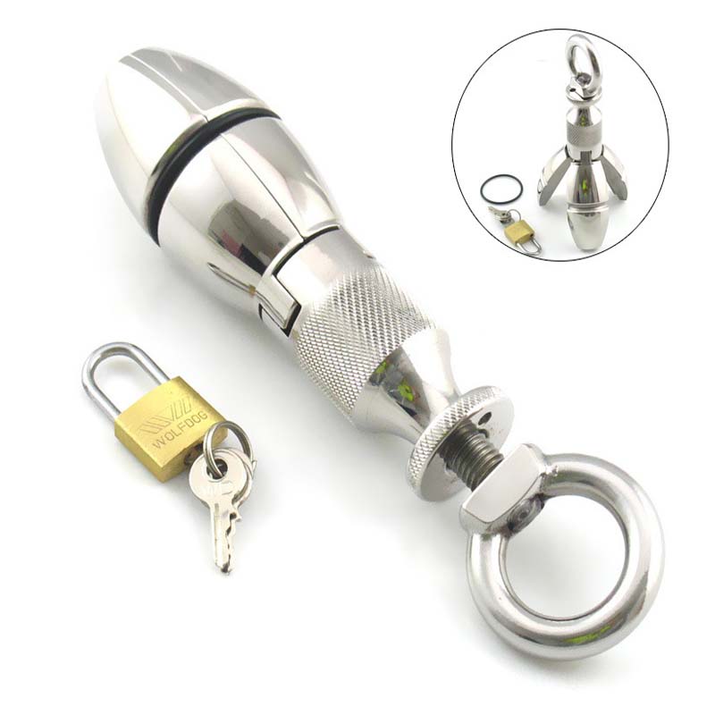 Large Metal Prostate Massager Anal Dildo Unisex Bdsm Chastity Lock Butt Plug Sex Toy For Gay Men Women - 1