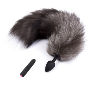 Fox Tail Anal Plug With Vibrating Bullet Silicone Anus Vibrator Sex Toys For Women Men Masturbation Couples Flirting Adult Games