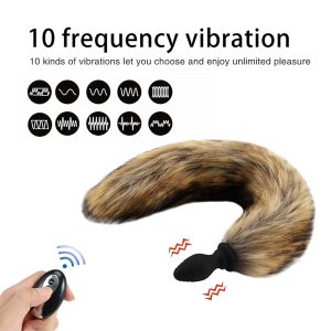 Wireless Remote Fox Tail Anal Plug Adult Games 10 Speeds Vibrating Butt Anus Stimulator For Couples Flirt Cosplay Toys - 2