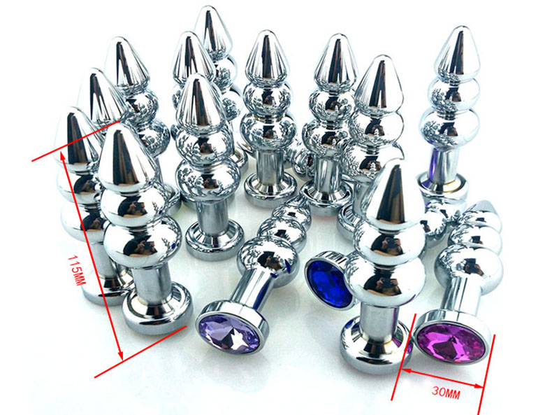 Quality Metal Anal Dildo With 3 Balls Crystal Jewelry Butt Plugs Erotic Adult Sex Toys For Women Men - 5