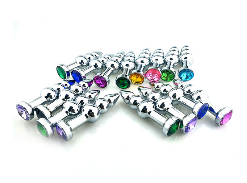 Quality Metal Anal Dildo With 3 Balls Crystal Jewelry Butt Plugs Erotic Adult Sex Toys For Women Men - 3