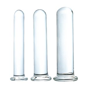 3 Size Solid Glass Dildo Anal Butt Plug Long 12 5cmx2 2 5 3cm Sex Toy Smooth And Beautiful Dildos For Women Men