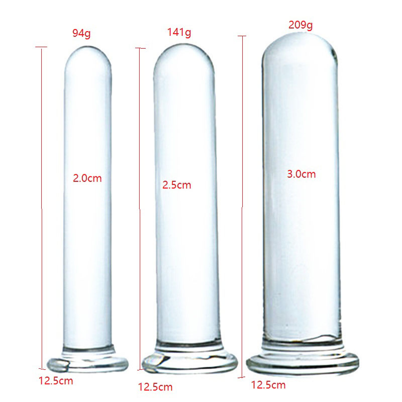 Deluxe Glass Dildo Anal Plug Set 3 Sizes Smooth Solid Longlasting Unisex Sex Toy For Women Men - 4