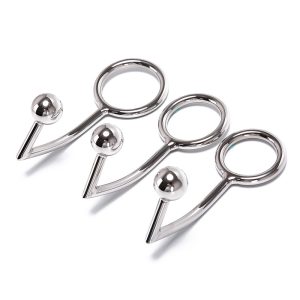 For Male Anal Plug Penis Chastity Lock Fetish Cock Ring 40 45 50mm Stainless Steel Metal Hook With