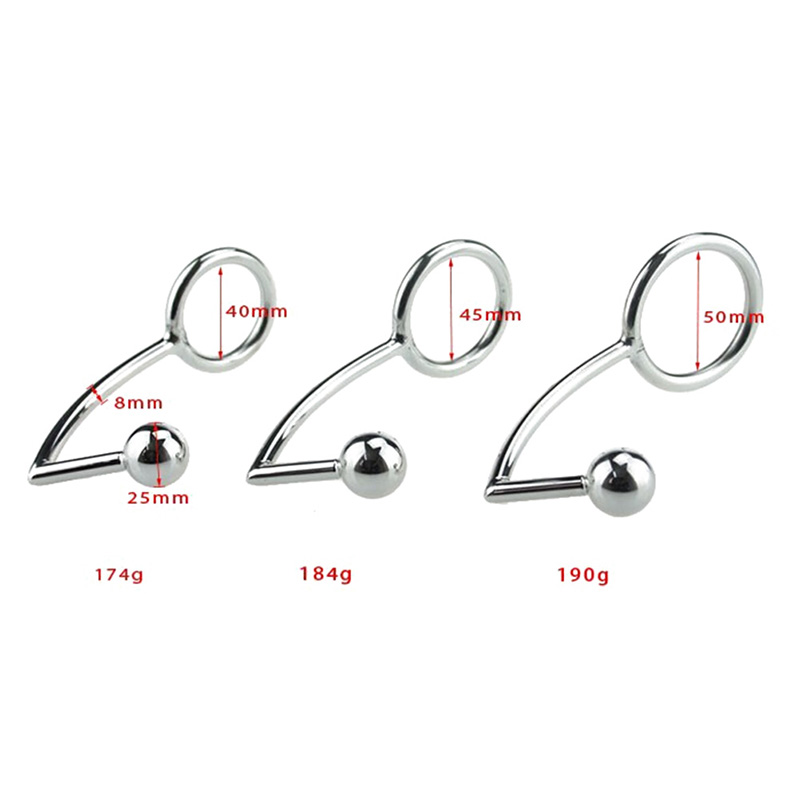 Stainless Steel Metal Male Chastity Lock Anal Plug Cock Ring 40mm 45mm 50mm Sizes Fetish Bdsm Tool - 1