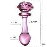 Rose Head Glass Dildo Adult Sex Toys For Women Lesbian Strapon Solid Smooth Long Big Bead Thrusting Vagina Anal Butt Plug Tool - 6