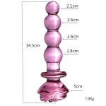Rose Head Glass Dildo Adult Sex Toys For Women Lesbian Strapon Solid Smooth Long Big Bead Thrusting Vagina Anal Butt Plug Tool - 5