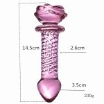 Rose Head Glass Dildo Adult Sex Toys For Women Lesbian Strapon Solid Smooth Long Big Bead Thrusting Vagina Anal Butt Plug Tool - 4