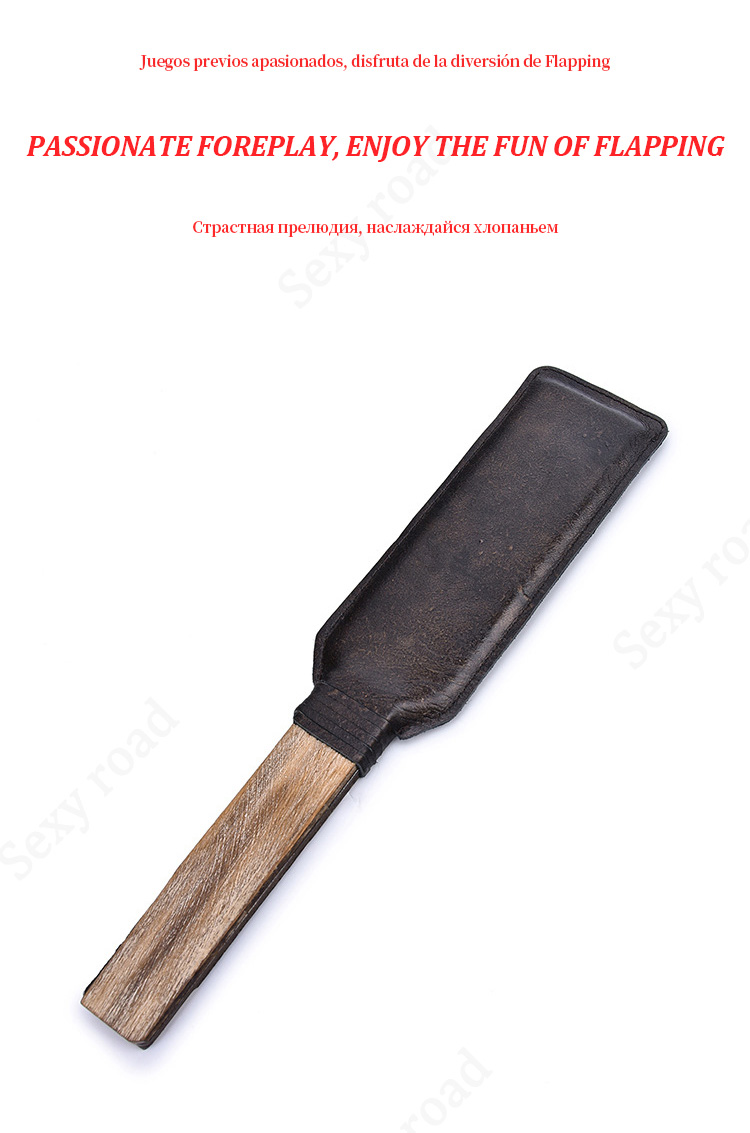 Bdsm Leather Whip With Retro Wooden Handle For Adult Roleplay Spanking Games Unisex - 4