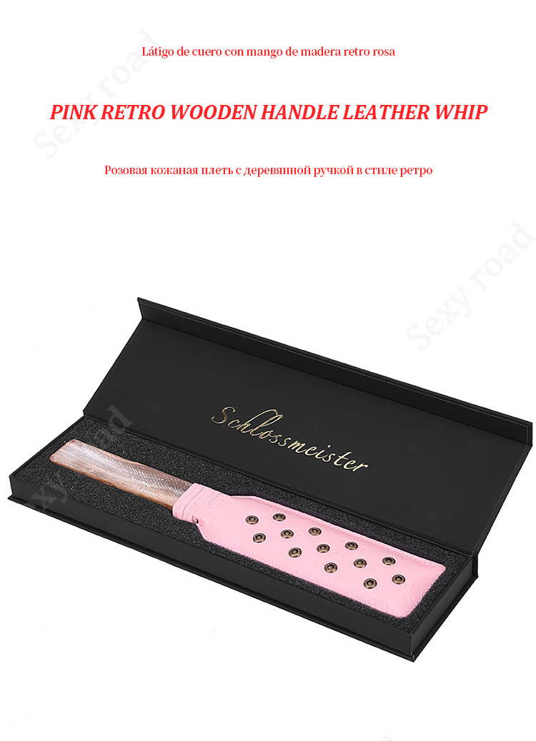 Bdsm Leather Whip With Retro Wooden Handle For Adult Roleplay Spanking Games Unisex - 9