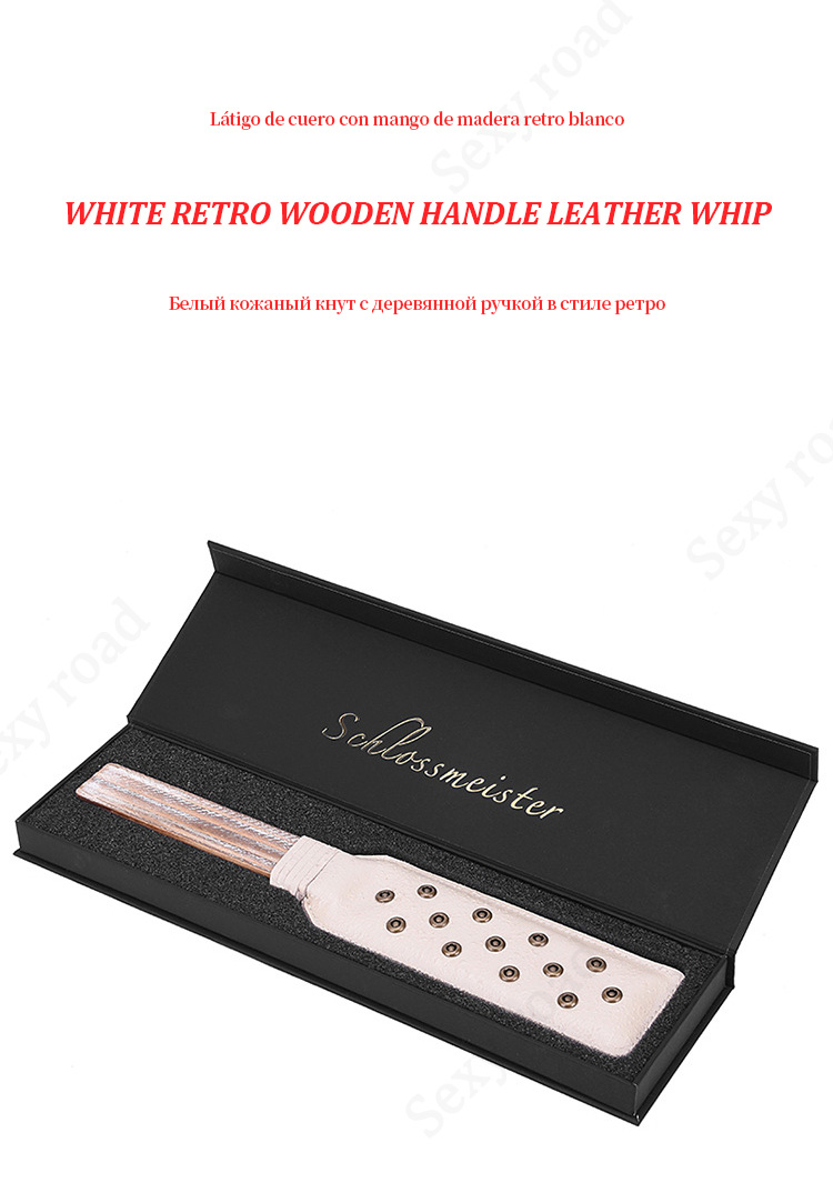 Bdsm Leather Whip With Retro Wooden Handle For Adult Roleplay Spanking Games Unisex - 10