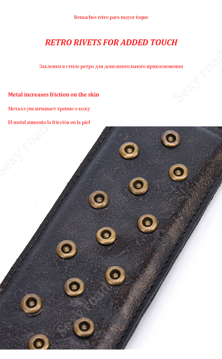 Bdsm Leather Whip With Retro Wooden Handle For Adult Roleplay Spanking Games Unisex - 11
