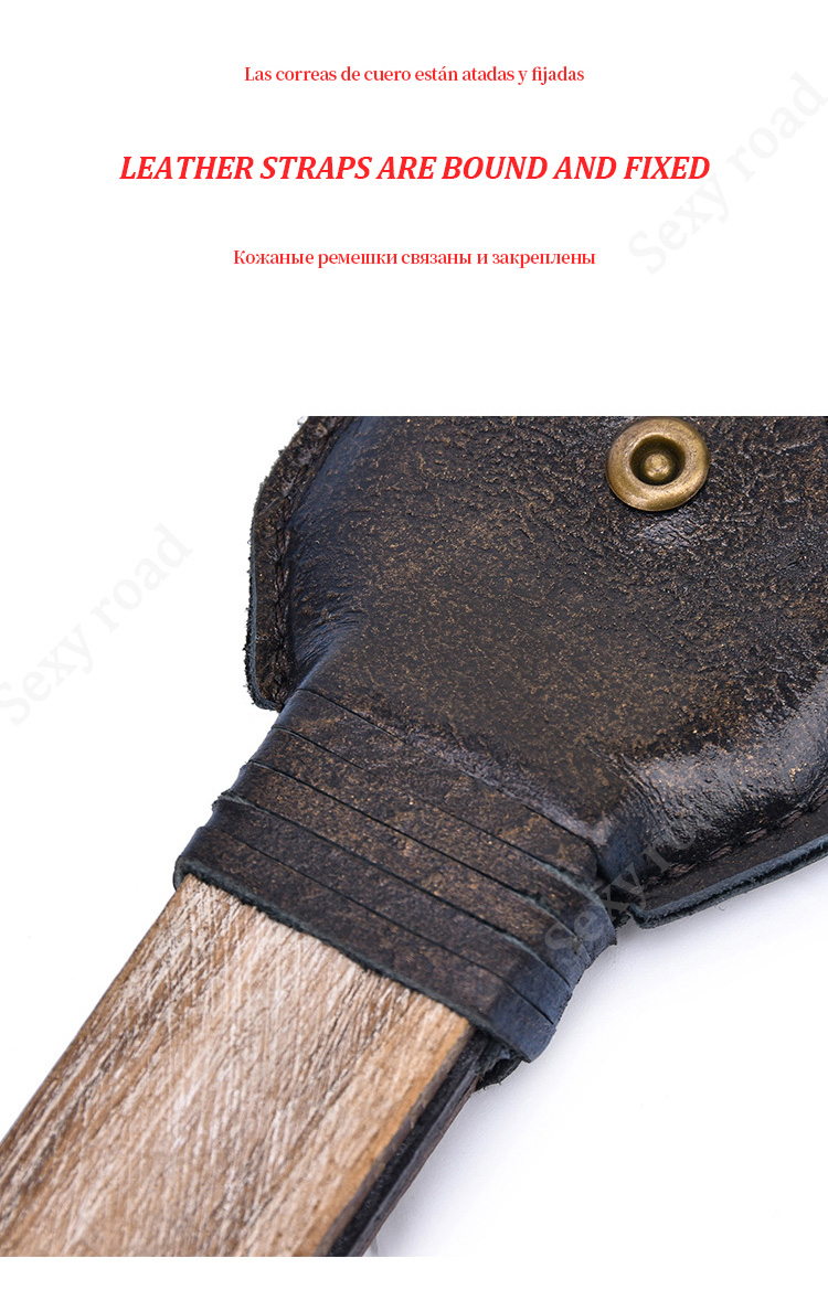 Bdsm Leather Whip With Retro Wooden Handle For Adult Roleplay Spanking Games Unisex - 12
