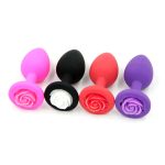 Rose 100% Silicone Soft Anal Plug Butt Sex Toys For Women Men Gay Toy Product Metal Ass Prostate Massager