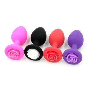 Rose 100% Silicone Soft Anal Plug Butt Sex Toys For Women Men Gay Toy Product Metal Ass Prostate Massager