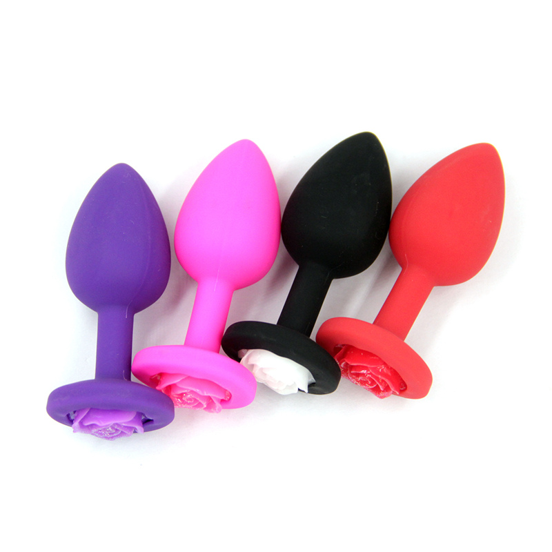 100 Silicone Rose Anal Plug Unisex Prostate Massager Safe Metalfree Butt Sex Toy For Men Women Gay - 4