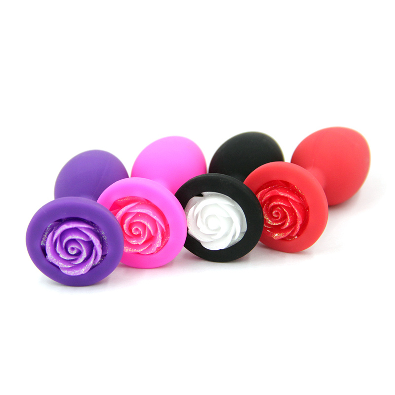 100 Silicone Rose Anal Plug Unisex Prostate Massager Safe Metalfree Butt Sex Toy For Men Women Gay - 3