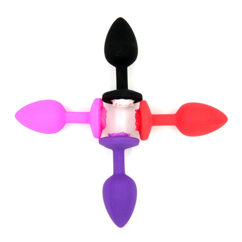 100 Silicone Rose Anal Plug Unisex Prostate Massager Safe Metalfree Butt Sex Toy For Men Women Gay - 2