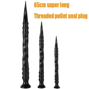 Explosive 65cm Super Long Soft With Suction Cup Male And Female Masturbation Device Threaded Particles Analplug Dildo Adult Toys - 2