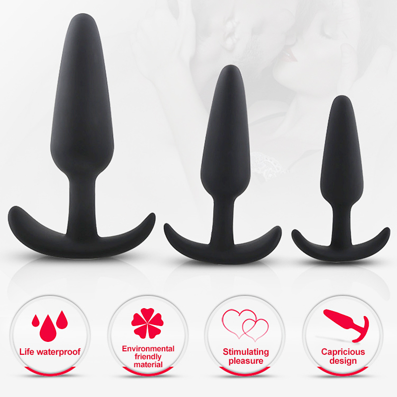 Unisex Silicone Anal Plug Set Safe Hygienic Adult Sex Toy Trainer Massager For Men Women Available In 3 Sizes - 2