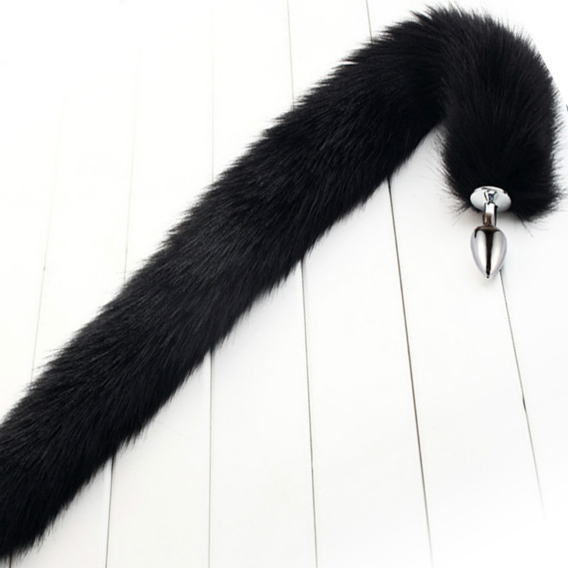 Extra Long 78cm Fox Tail Metal Anal Plug Faux Fur Adult Roleplay Toy Unisex Cosplay Accessory For Erotic Games - 4