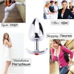 Metal Anal Plug With Corlor Jeweled 3 Style S M L Steel Butt For Women Men Sex Toys Wearing Outdoor All Day Beginner - 5