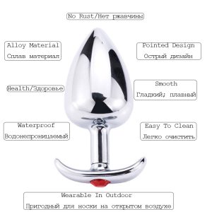 Metal Anal Plug With Corlor Jeweled 3 Style S M L Steel Butt For Women Men Sex Toys Wearing Outdoor All Day Beginner - 2