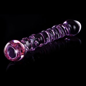 Purple Swirl Curved With Tip Crystal Glass Anal Plug G-spot Stimulator Dildo Massager Sex Product For Women Gay - 2